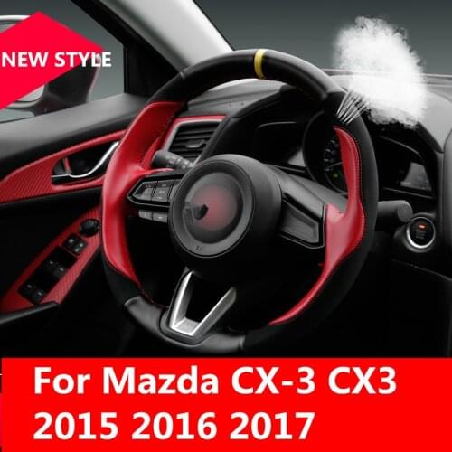 For Mazda CX-3 CX3 2015-2017 DIY Steering Wheel Covers soft Leather braid on the steering-wheel of Car Interior accessories