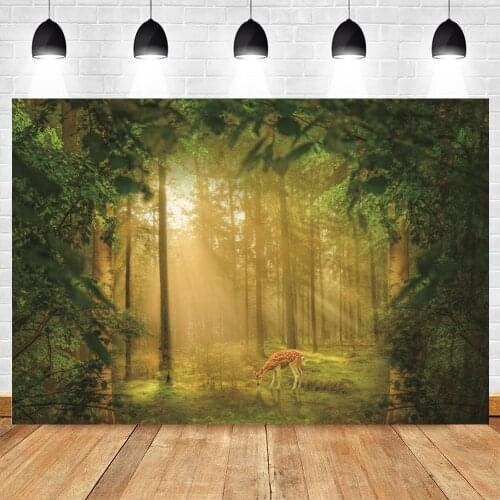 Yeele Background Photography Natural Scenery Deer Forest Jungle Plant Sunlight Baby Birthday Backdrop Photocall For Photo Studio
