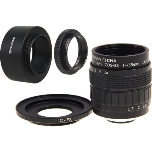 Fujian 35mm F1.7 CCTV Movie lens +C Mount +Lens Hood For Fuji Fujifilm X-E2, X-E1, X-Pro1, X-M1, X-A2, X-A1, X-T1