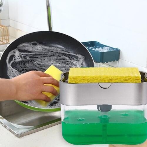 Scrubbing Solution Cleaning Household Box Press-Type Pump Sponge Bathroom Supplies Device Sets Kitchen Tool Convenience Gadget