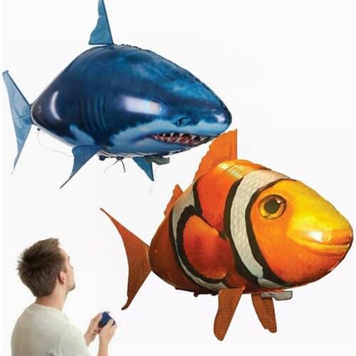 Toy Remote Control Air Swimmers Flying Shark And Clownfish Through The Room for Kids Children DIY Plastic Inflatable Balloon Toy