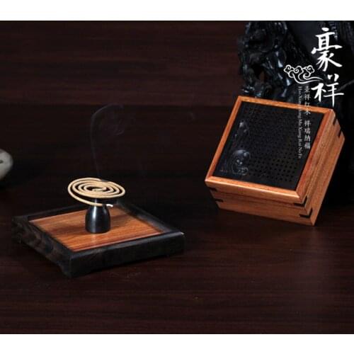 Rosewood inlay purple sandalwood hollow square box red wooden Cheung moire Aromatherapy Incense supplies Buddhist supplies