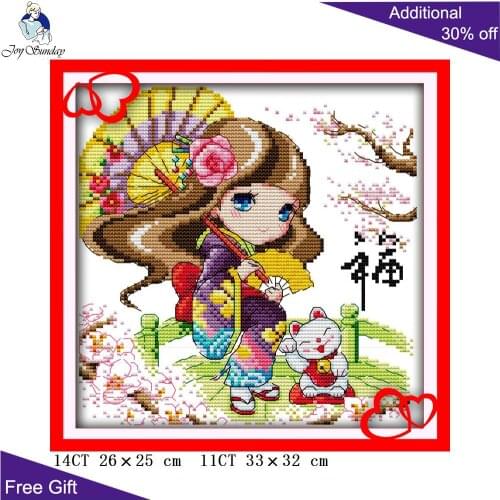 Joy Sunday Blessing Girl Needlepoint K237 14CT 11CT Counted and Stamped Home Decor Blessing Embroidery DIY Cross Stitch kits