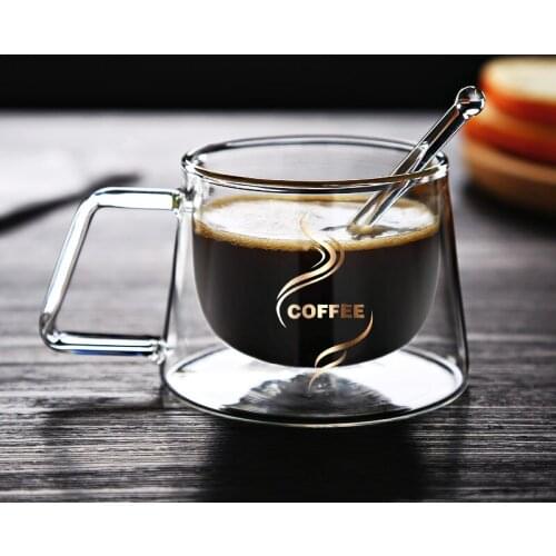 Coffee Mug Double Layers Wall Glass Insulated Milk Coffee Mug Cup With Handle For Hot Cold Beverage Heat Insulation Office hot