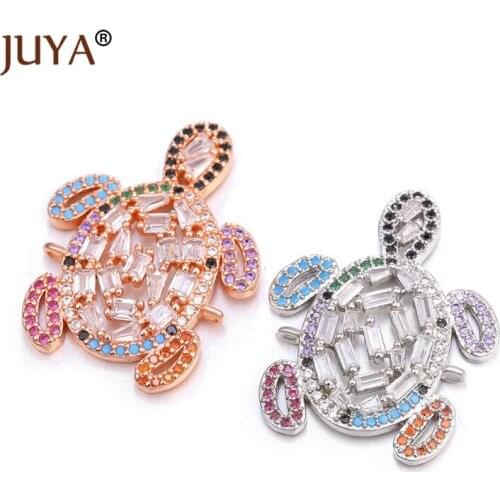 Jewelry Making Supplies Copper Zircon Crystal Luxury Turtle Charm Connect Accessories For Handmade DIY Bracelets Necklaces Craft