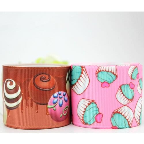 2patterns Chocolate candy printed grosgrain ribbon16-75mm DIY handmade materials hair accessories wedding gift wrap tape ribbons