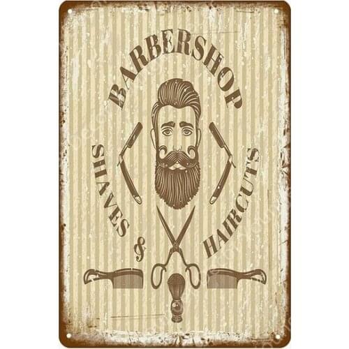 Barber Shop Shaves & Haircuts Metal Tin Signs Vintage Plaque Pub Bar Office Room Home Wall Decor Iron Poster Wall Sticker YI-048