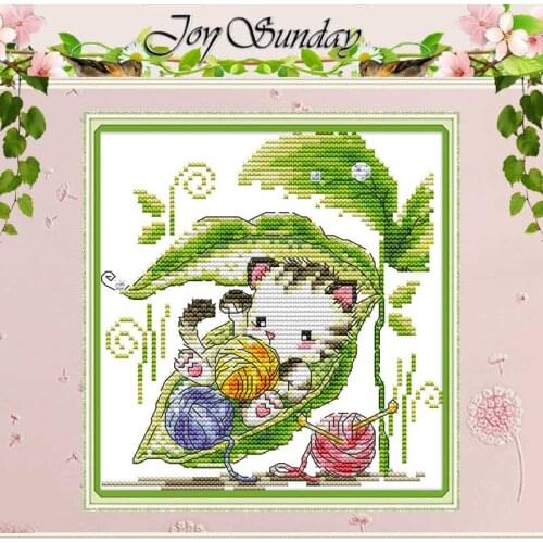 Cat Hiding from the rain Animals counted 11CT 14CT Cross Stitch Sets DIY Cross-stitch Kits Embroidery Needlework Home Decor