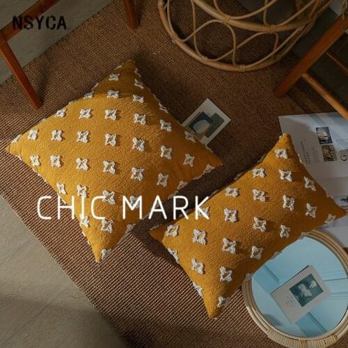 Sofa Pillowcase European Style Yellow Plush Living Room Decoration Chair Cushion Seat Cover Home Dedroom Dedside Pillow Cover