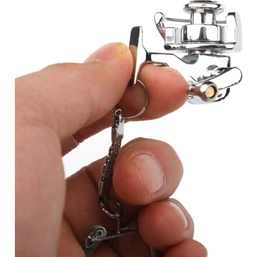 Delicate Fishing Reel Miniature Pendant Keyring Aluminum Alloy Key Chain Keychain, Perfect Gifts for Dad Husband Son Boys Man