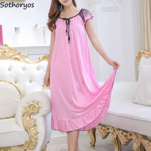 Nightgowns Women Patchwork Lace Stylish Plus Size 3XL Loose Sexy Thin Breathable Chic Casual Sweet Womens Homewear Sleepshirt