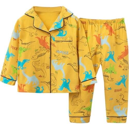 TUONXYE New Summer Boys Long sleeves Pajamas Girls Set Dinosaurs Pyjama Cotton Kids Pijama Children Sleepwear