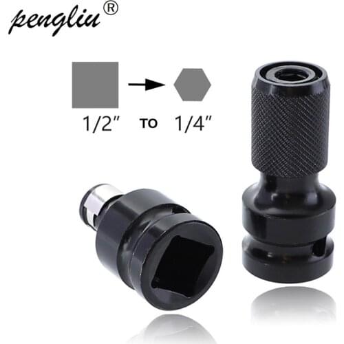 1/2 Square To 1/4 Hex Ratchet Socket Adapter Quick Release Chuck Converter for Impact Ratchet Wrench Screwdriver Bit