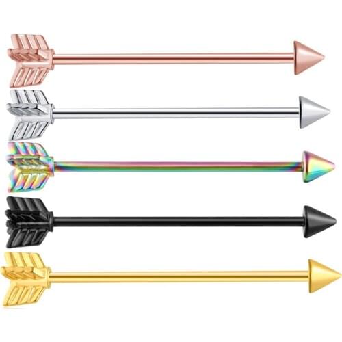 JUNLOPWY 14 Gauge Arrow Industrial Barbell Cartilage Earring Ear Taper Expansion Body Piercing Jewelry 1 1/2Inch 100/200pcs