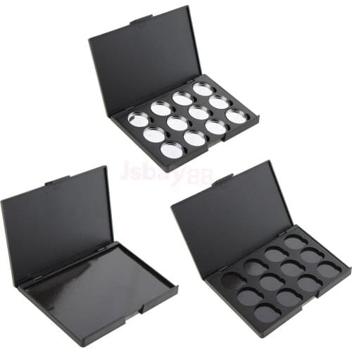 Plastic Black Empty Magnetic Palette Box Blusher Eyeshadow Powder Makeup Case Organizer Container Travel Size Portable