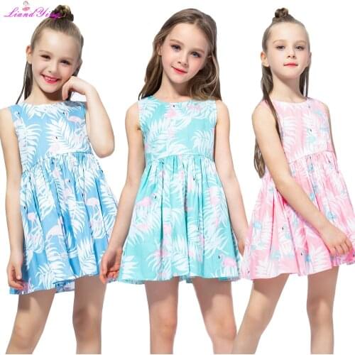 Girl Dress Cute 2021 Cotton Sleeveless O-neck Dress Flower Animal Print Tutu Dress Baby Girl Spring Summer Casual Dresses