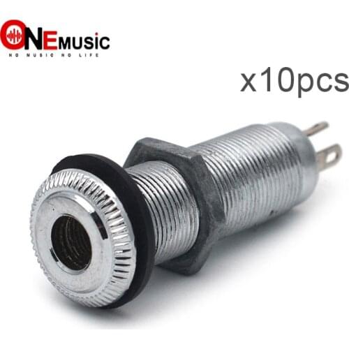 10Pcs/lot Chrome/Black Threaded Cylinder output Input Guitar Bass Jack Plug Socket 1/4" 6.35mm Pickup Output Jack