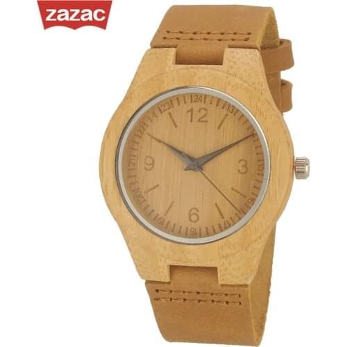 Luxury Brand Zazac women Bamboo Wood Watches child and Women Quartz Clock Fashion Casual Leather Strap Wrist Watch Male Relogio