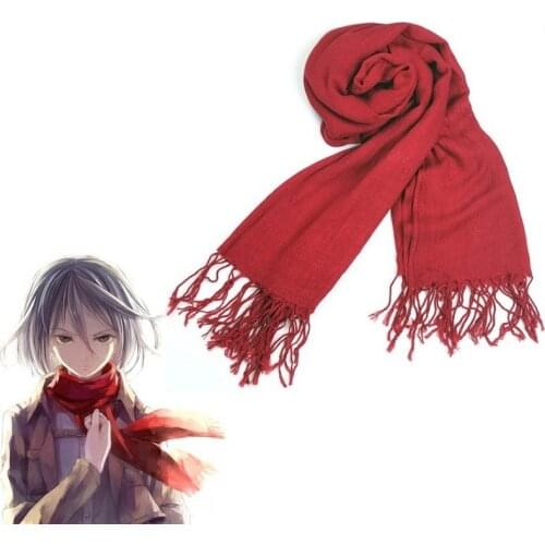 Attack on Titan Mikasa Ackerman Cosplay Scarf Japanese Anime Shingeki no Kyojin Red Daily Casual All-match Scarves