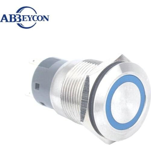 TY 1922F 19mm Flat round head momentary golden pin terminal ring lamp switch waterproof