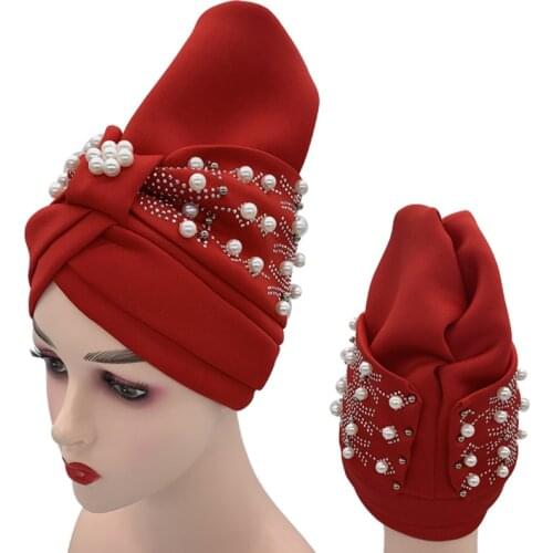 2021 NEW Women Turban Hijab Bonnet Already Made African Auto Gele Headtie Muslim Headscarf Caps Female Head Wraps Hat for Party