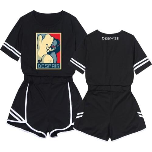 Danganronpa Crop Short Suit Two Piece Japanese Game Cosplay Sweet Print Women Girl Streetwear Tracksuit Sportswear Outfits 2021