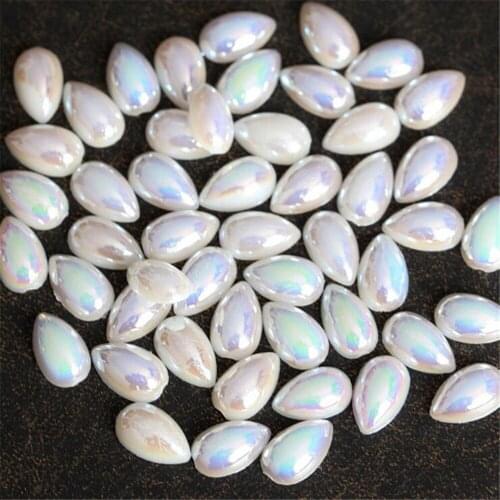 Bling Ivroy AB Color Tear Drop Shape Flatback Half Pearl Beads DIY ABS Plastic Imitation Half Pearl Nail Arts Decoration Crafts