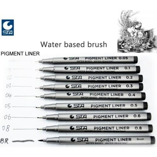 Waterproof STA Art Sketch comics Art Marker Pen Pigment Liner Water Based For Drawing Handwriting School office stationery