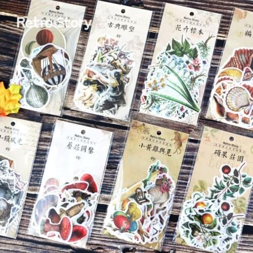 XINAHER 45 Pcs/Lot Vintage plant travel shell animal decoration paper sticker package DIY diary decoration sticker album