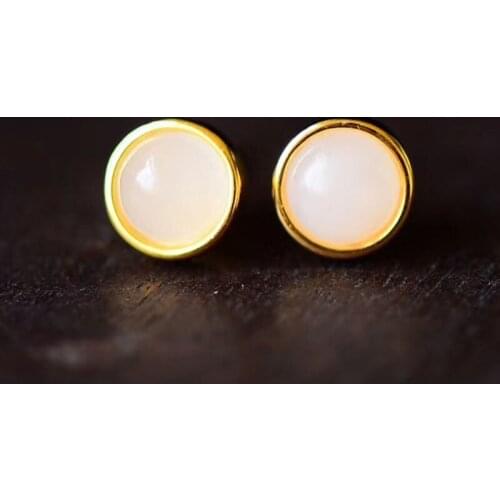 Jadery Jade Earrings For Women Gold Plated 925 Sterling Silver Stud Earring Lady Wedding Fine Jewelry Black Friday Deals 2019