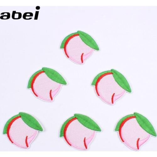 10pcs/lot Cartoon Peach Patch Iron On Fruit Stickers DIY Jeans Bags Shirt Fabric Appliques Handmade Sewing Garment Badge Patches