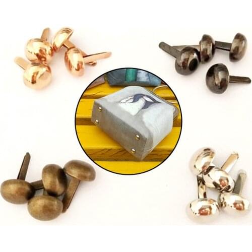 100Pcs Bag Handbag Foot Studs Diy Leather Luggage Hardware Accessories Two-Legged Bucket Studs Metal Bottom Nail Box Decorative
