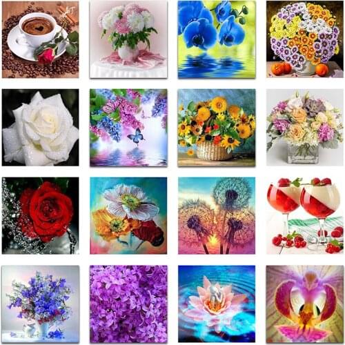 5D DIY Diamond painting Cross stitch Flower basket Full Square Diamond embroidery daisy Full Round Diamond mosaic peony&rose