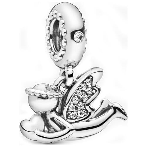 Free Shipping Authentic 925 Sterling Silver Angel of Love Dangle Charm Fit Original Bracelet For Women DIY Jewelry S925 Beads