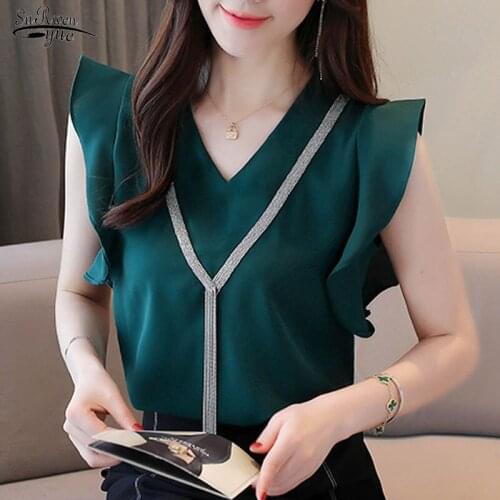 Blusas Mujer De Moda 2021 Tassel V Collar Office Lady Chiffon Blouse Women Tops and Blouses Women Shirts Camisas Mujer 9621
