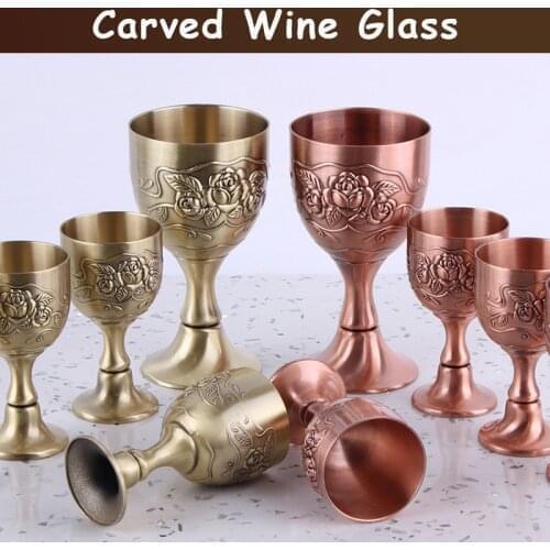 European Style Carved Handmade Copperware Crafts Wine Glass Mini Chalice Goblet Wicca Altar Vintage Divination Prop Buddha Altar