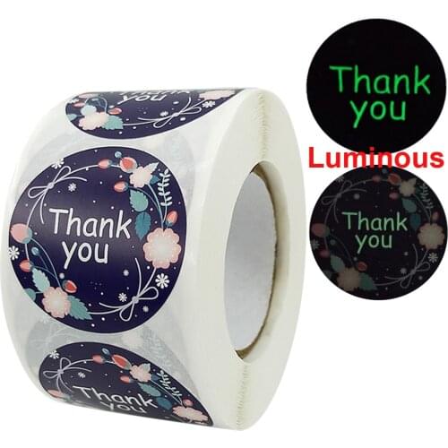 Big Luminous Thank You Stickers for Supporting My Small Business Seals Label Flower Laser for Card Envelope Shipping Package Dec