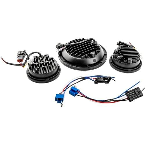 Black 7" LED Headlight+2x Passing Lights