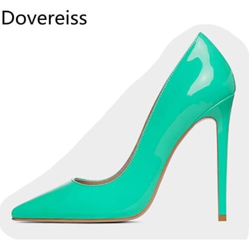 Dovereiss Fashion Womens Shoes summer new Elegant rose red light blue Slip on sexy Pumps sexy Office lady Party shoes 35-45