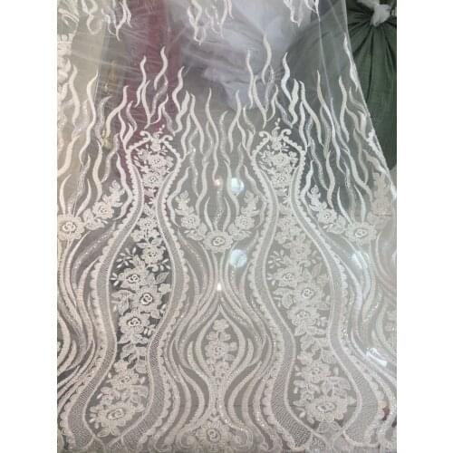 Quality guaranteed SYJ-6169 embroidered tulle lace fabric with full beads fashionable african net lace fabric 5 yard