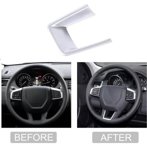 JEAZEA ABS Matte Silver Chrome Steering Wheel Sequin Cover Trim For Land Rover Discovery Sport 2015 2016 2017 2018 2019