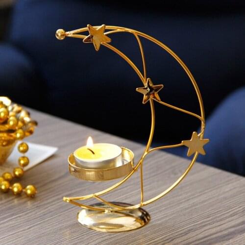 Creative Simple European Modern Golden Metal Candle Holder Xingyue Candle Holder Holiday Home Decoration