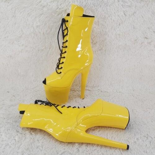 Leecabe 20CM/8inches patent upper Pole dancing shoes High Heel platform Boots Open toe Pole Dance boots