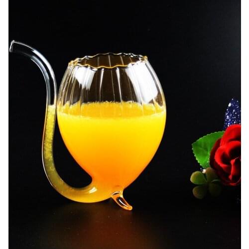 1PC Hot 300ML Stripe Beer Bar Supplies Beer Glass Red Wine Glass W/ Drinking Tube Straw Novelty Fashion EJY 1175