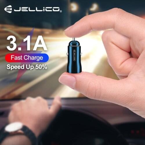 Jellico QC 3.0 Metal Dual Mini USB Car Charger Mobile Phone Charger 2 Port USB Fast Car Charger for iPhone Samsung Car Charger