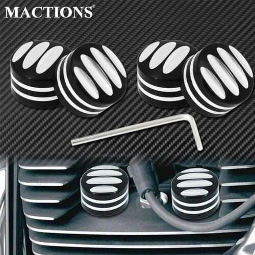 Motorcycle 4PCS Spark Plug Head Bolt Nut Cap Cover Plug Aluminum For Harley Sportster XL 883 86-Up Touring Twin Cam Street Glide