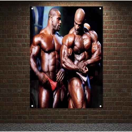 Man Muscular Body Banners Vintage Gym Wall Decor Lose Weight Workout Motivation Flags Wall Hanging Canvas Painting Print Art C3