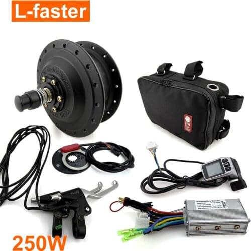 24V 36V 48V 250W Normal Bike Electrification Kit With Brushless Motor Hub For Front Wheel Fork 100mm Thumb Accelerator Screen