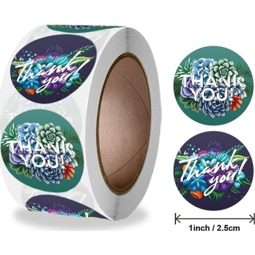 New Multi-Types Flowers Thank You Stickers 500pcs/1inch Cute Color Sealing Labels for Business Gift Decor Stationery Sticker