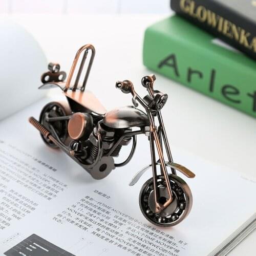 Desk Decor Miniatures Retro Motorcycle Model Small Wrought Iron Crafts Nordic Home Decor European Style Decorations for Home